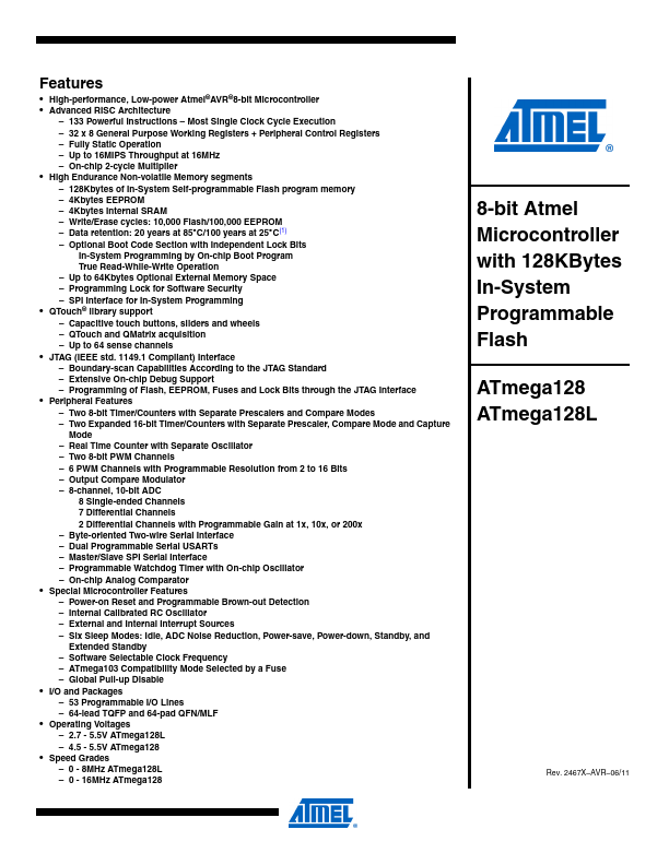 ATmega128L ATMEL Corporation