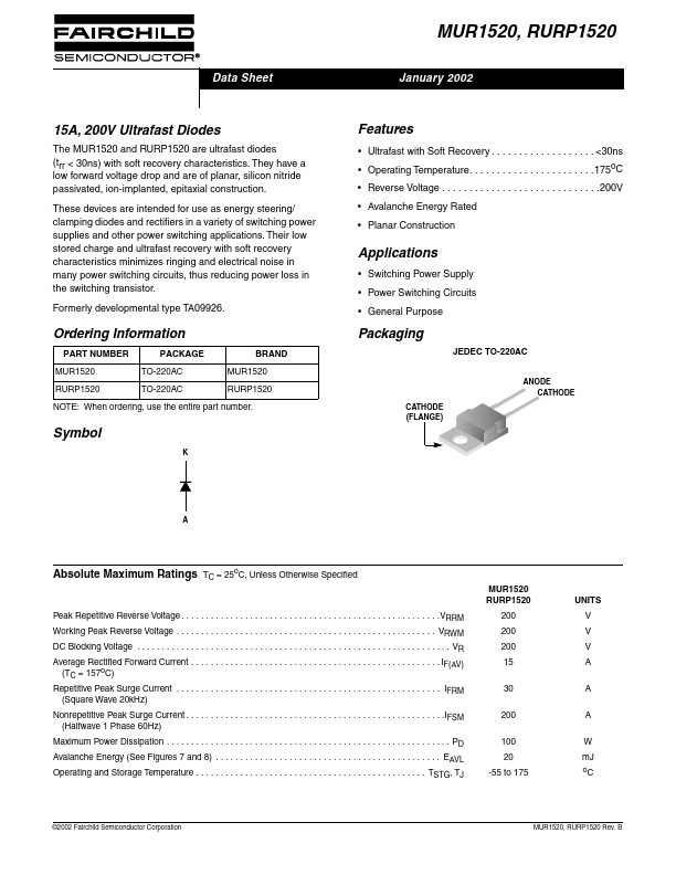 MUR1520 Fairchild Semiconductor