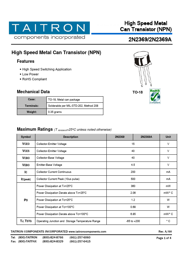 2N2369 TAITRON