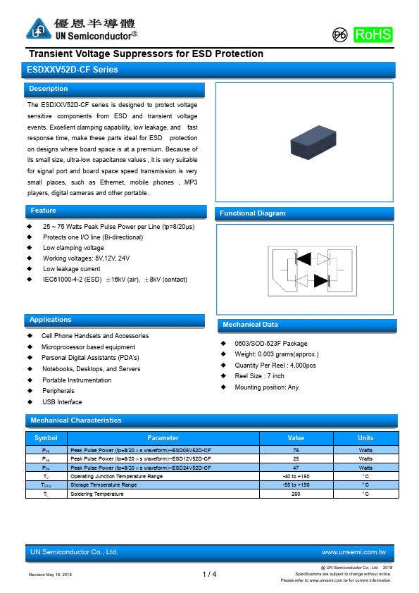 ESD12V52D-CF UN Semiconducctor