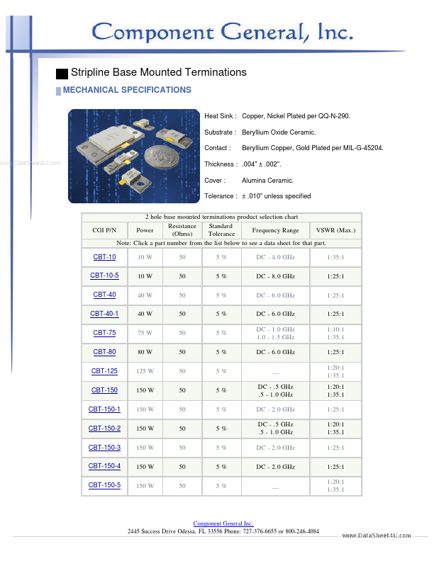 CBT-150-4 Component General