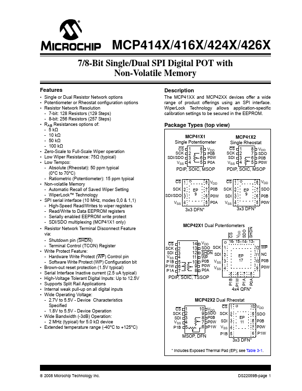 <?=MCP4232?> डेटा पत्रक पीडीएफ