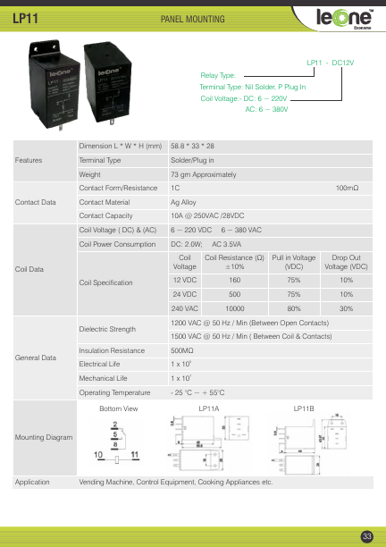 <?=LP11-AC240V?> डेटा पत्रक पीडीएफ