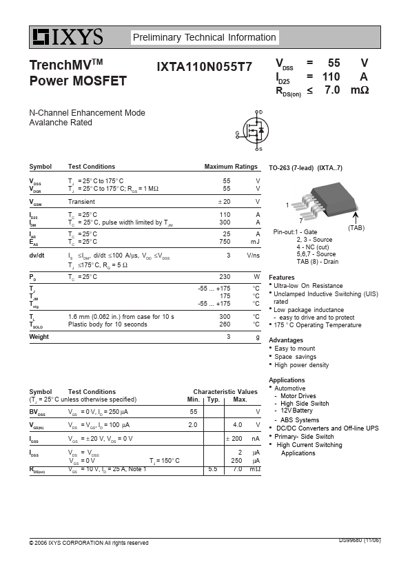 IXTA110N055T7