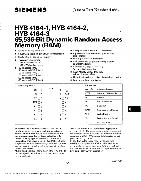 <?=HYB4164-3?> डेटा पत्रक पीडीएफ