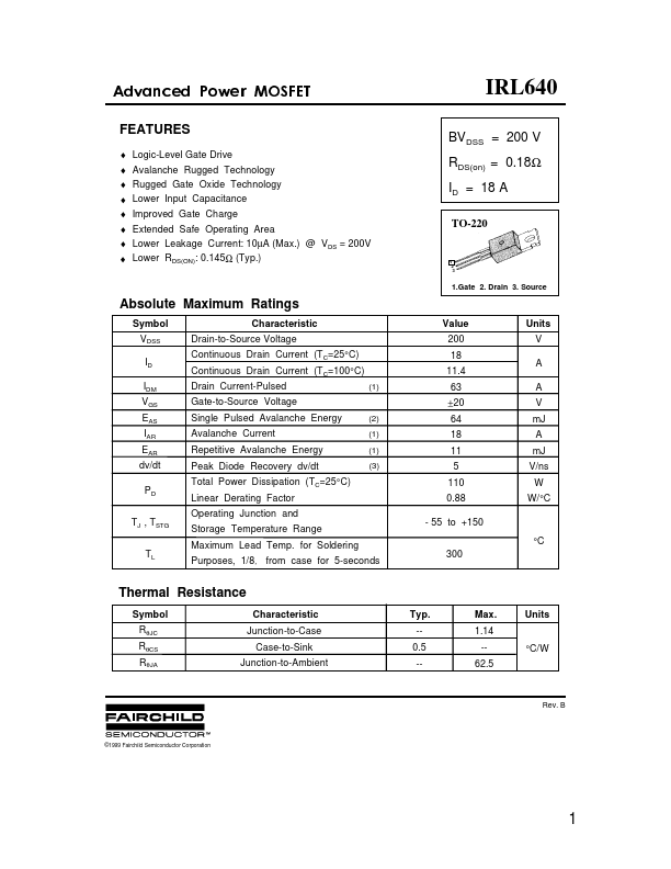 IRL640 Fairchild Semiconductor