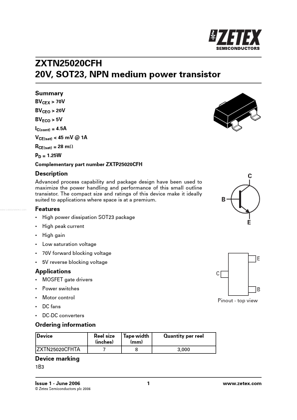 <?=ZXTN25020CFH?> डेटा पत्रक पीडीएफ