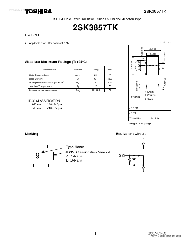2SK3857TK Toshiba Semiconductor