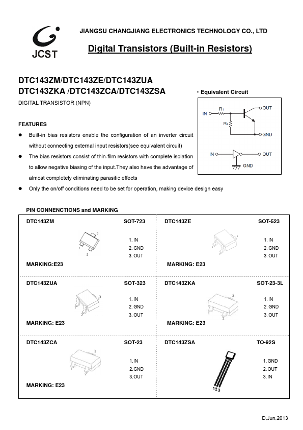 <?=DTC143ZCA?> डेटा पत्रक पीडीएफ