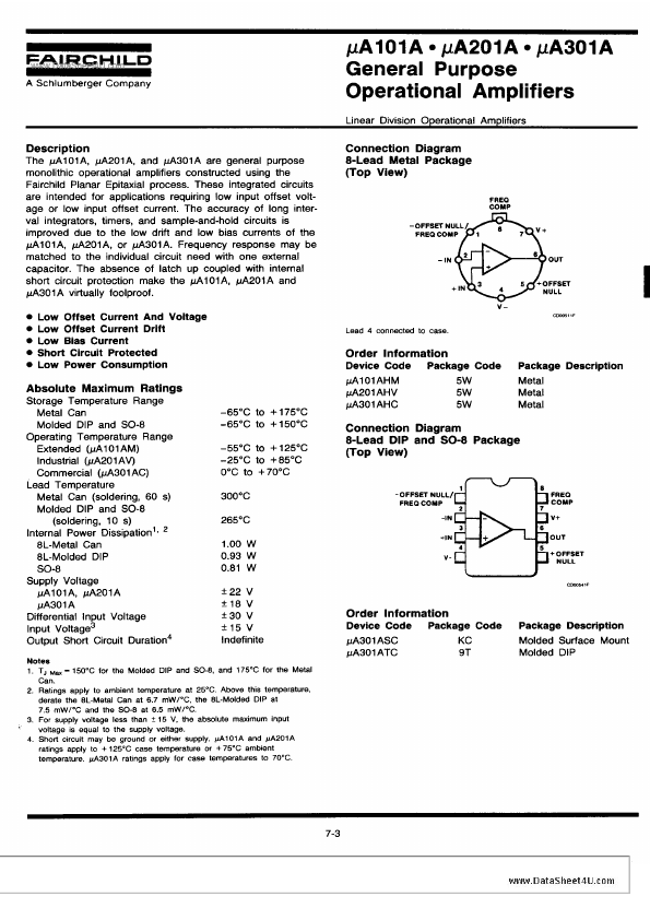 UA301A Fairchild Semiconductor