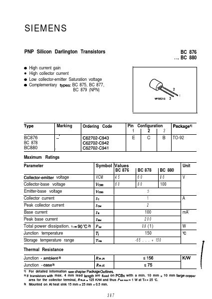 BC876 Siemens Semiconductor Group