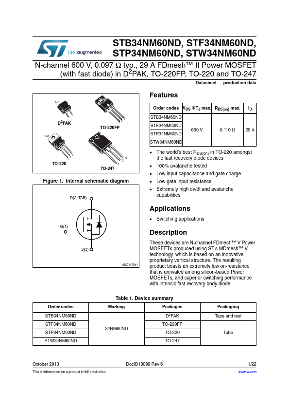 STP34NM60ND STMicroelectronics