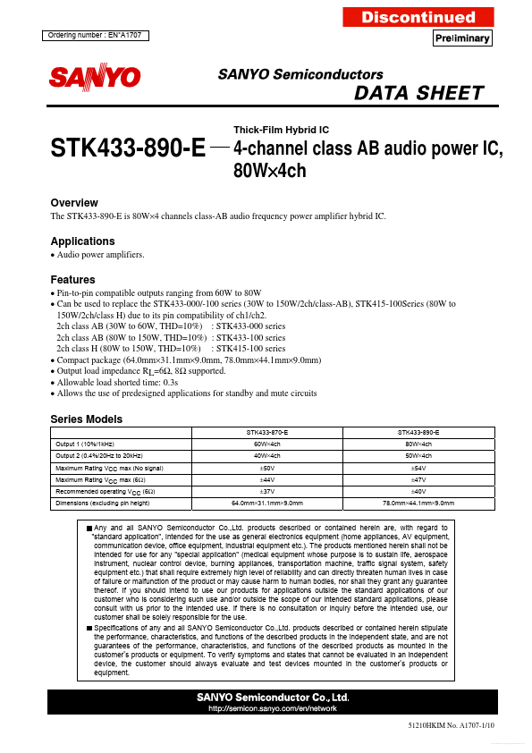 <?=STK433-890-E?> डेटा पत्रक पीडीएफ