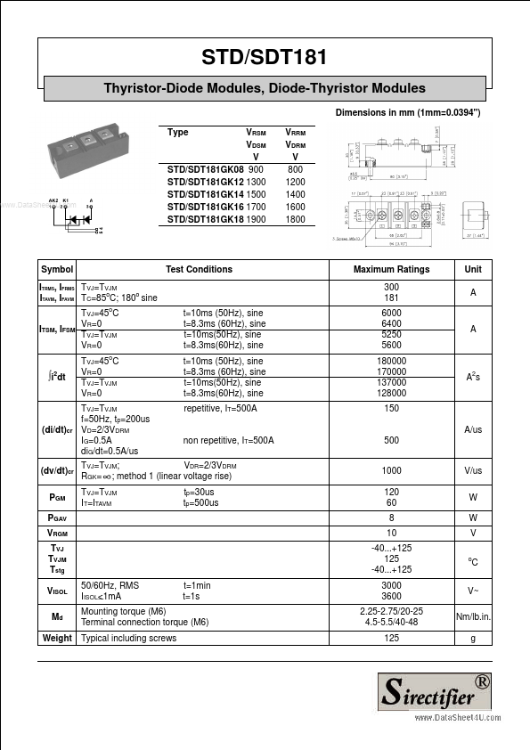 SDT181GKxx Sirectifier Semiconductors