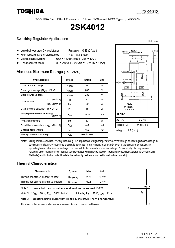 K4012 Toshiba Semiconductor