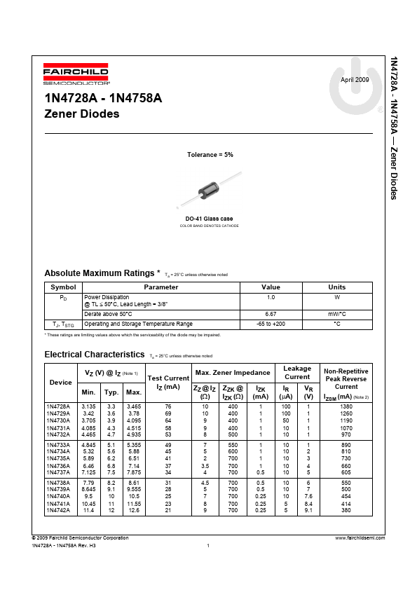 1N4755A Fairchild Semiconductor