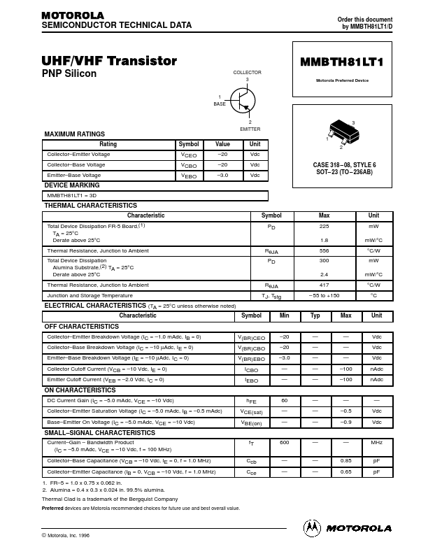 MMBTH81LT1 Motorola