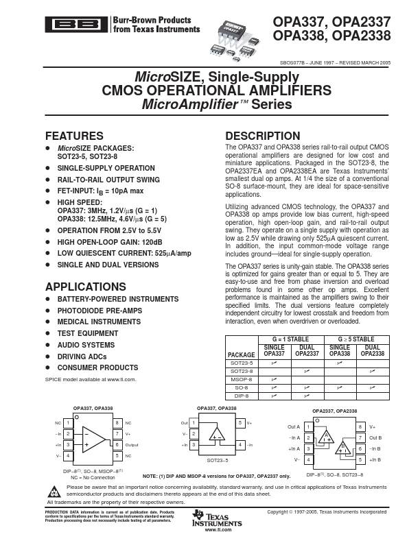 OPA338 Burr-Brown