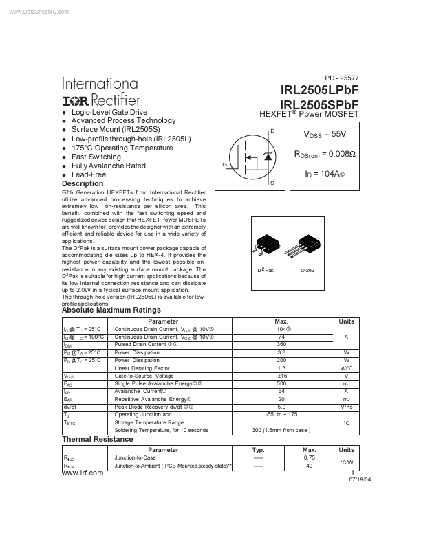 IRL2505SPBF International Rectifier