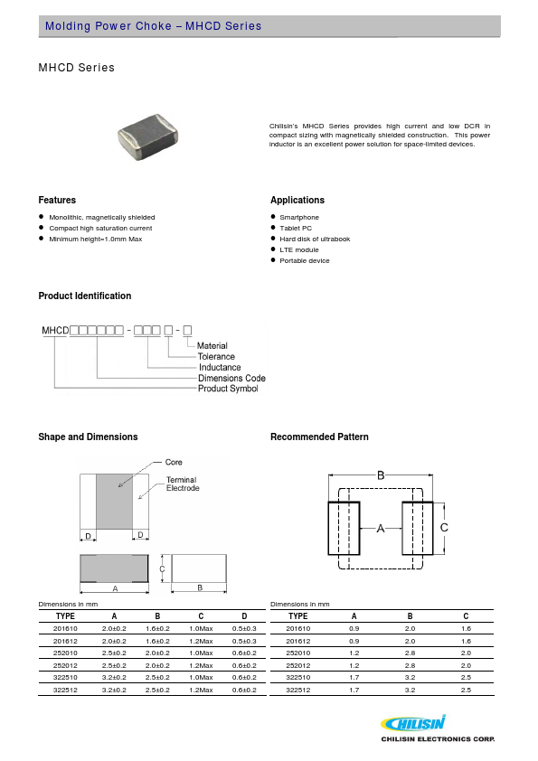 MHCD201610-R56M-A8T Chilisin Electronics