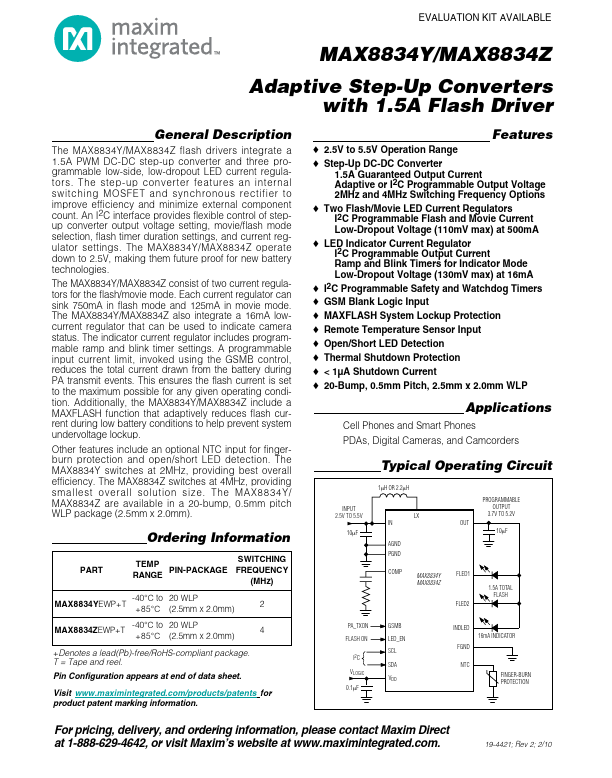 MAX8834Y Maxim Integrated Products