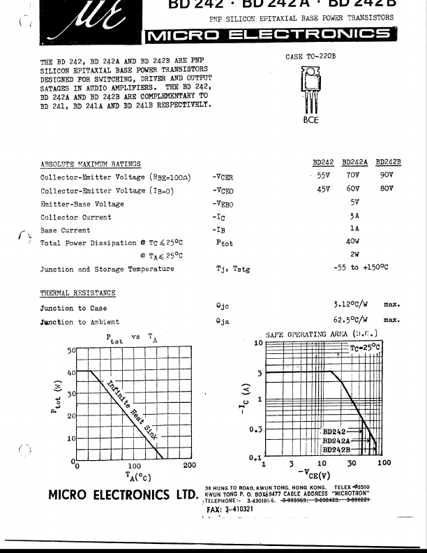 BD242 Micro Electronics