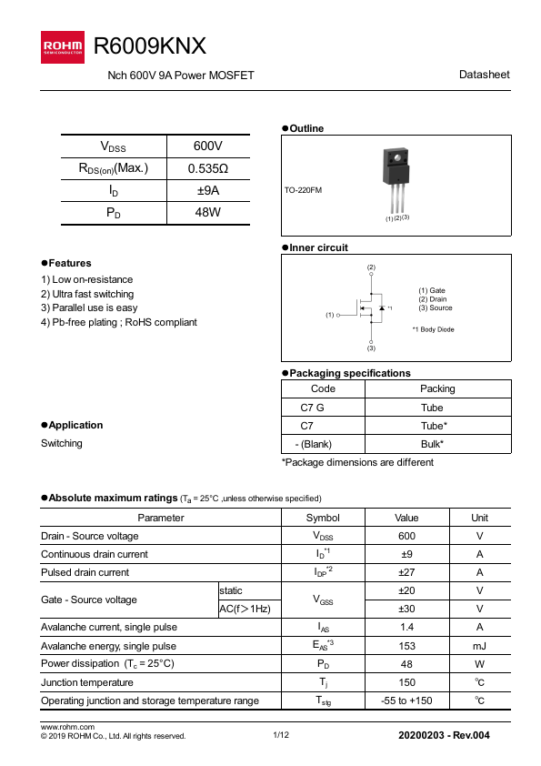 <?=R6009KNX?> डेटा पत्रक पीडीएफ