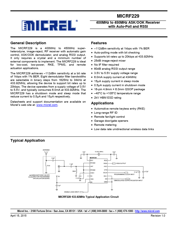 MICRF229 Micrel Semiconductor