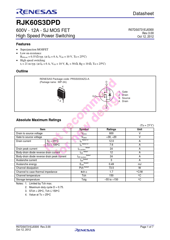 RJK60S3DPD Renesas