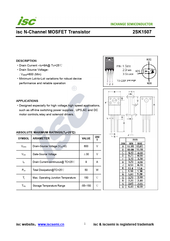 2SK1507 Inchange Semiconductor