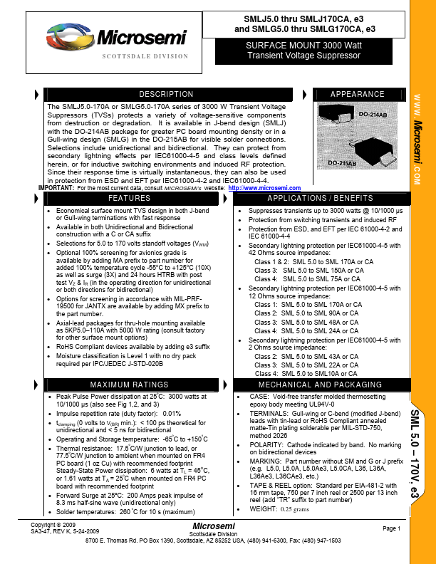 SMLJ170 Microsemi