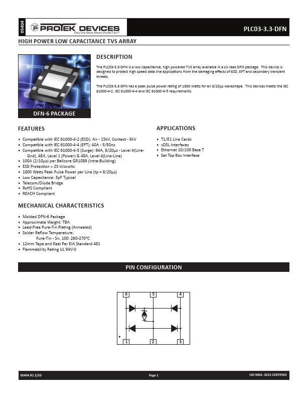 PLC03-3.3-DFN Protek Devices