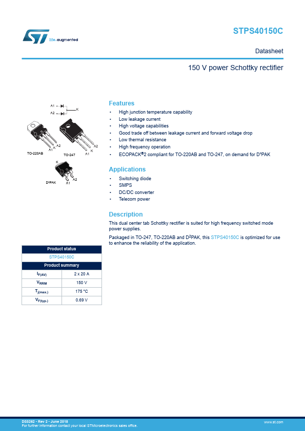 STPS40150C STMicroelectronics