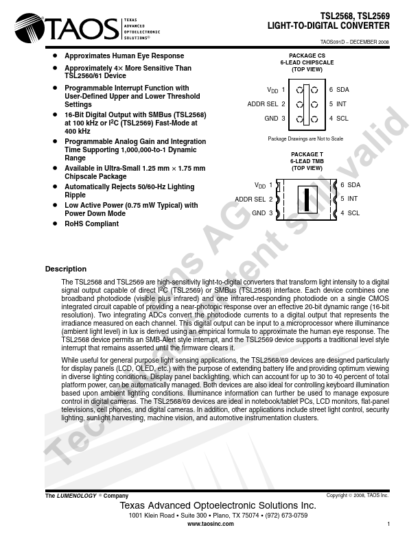 TSL2568 TAOS