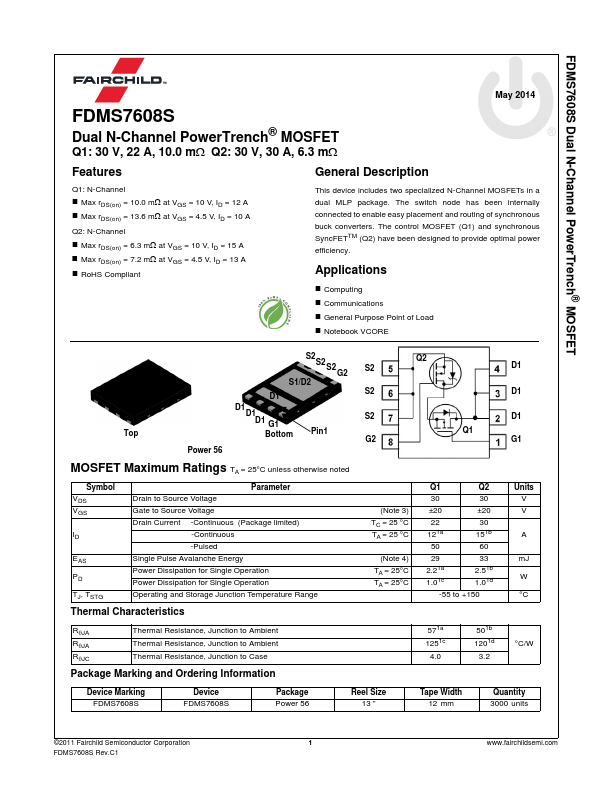 <?=FDMS7608S?> डेटा पत्रक पीडीएफ