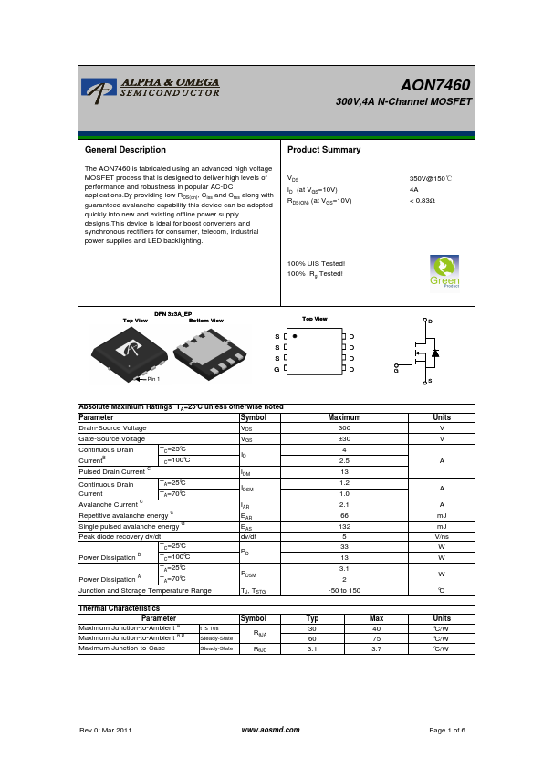 AON7460 Alpha & Omega Semiconductors