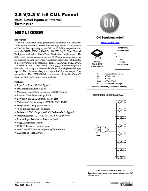 NB7L1008M ON Semiconductor