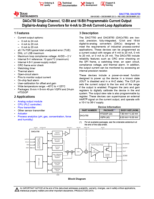 <?=DAC7750?> डेटा पत्रक पीडीएफ