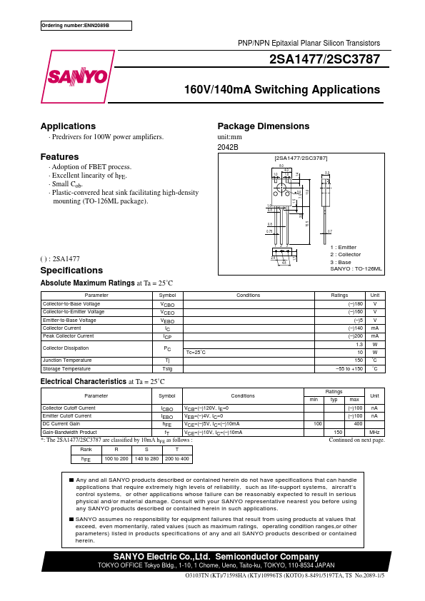 2SC3787 Sanyo Semicon Device