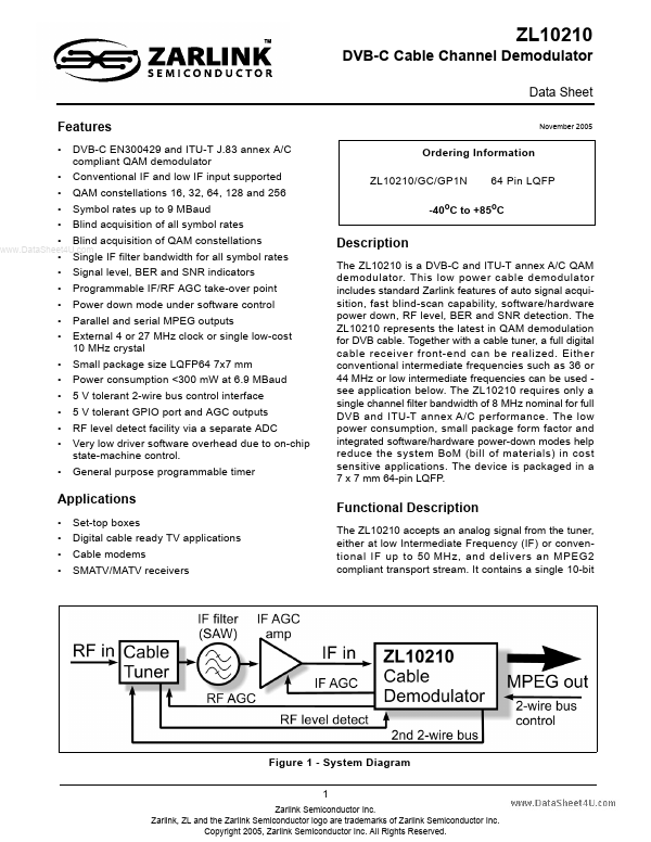 ZL10210 Zarlink Semiconductor