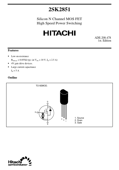 2SK2851 Hitachi Semiconductor
