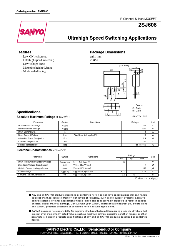 J608 Sanyo Semiconductor Corporation