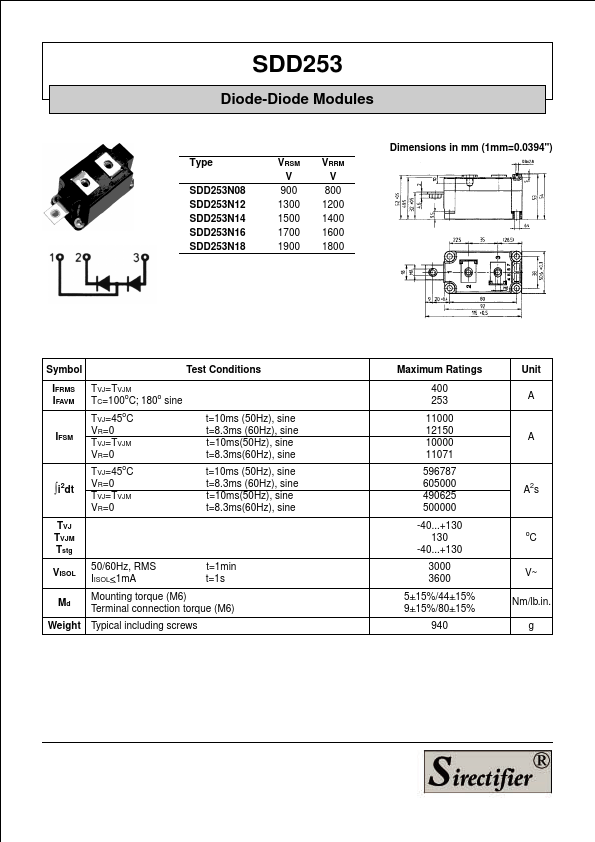 <?=SDD253N16?> डेटा पत्रक पीडीएफ