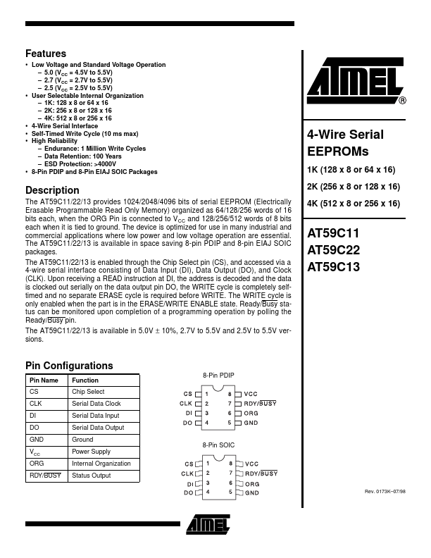 AT59C13-10PC-2.5 ATMEL Corporation