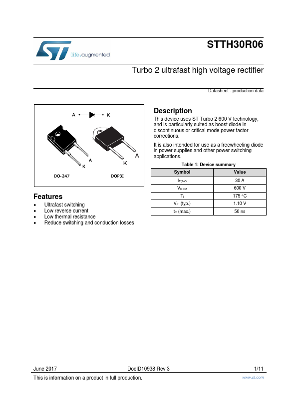 STTH30R06 ST Microelectronics