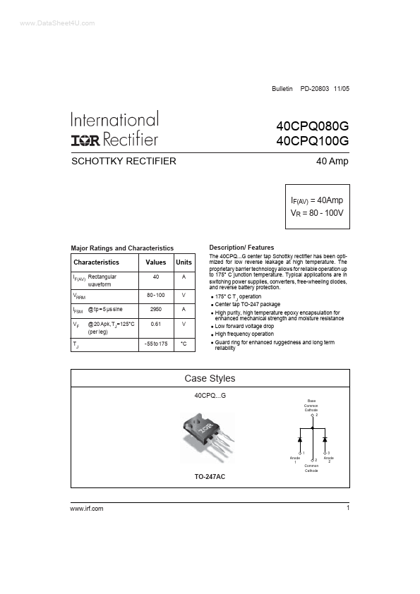 40CPQ080G International Rectifier