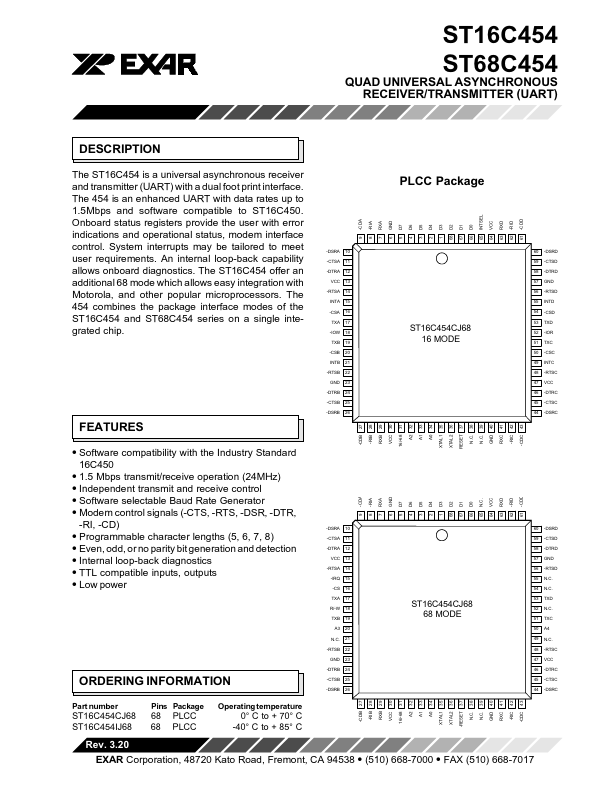 ST16C454 Exar Corporation