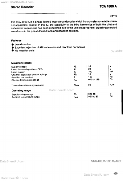 <?=TCA4500A?> डेटा पत्रक पीडीएफ