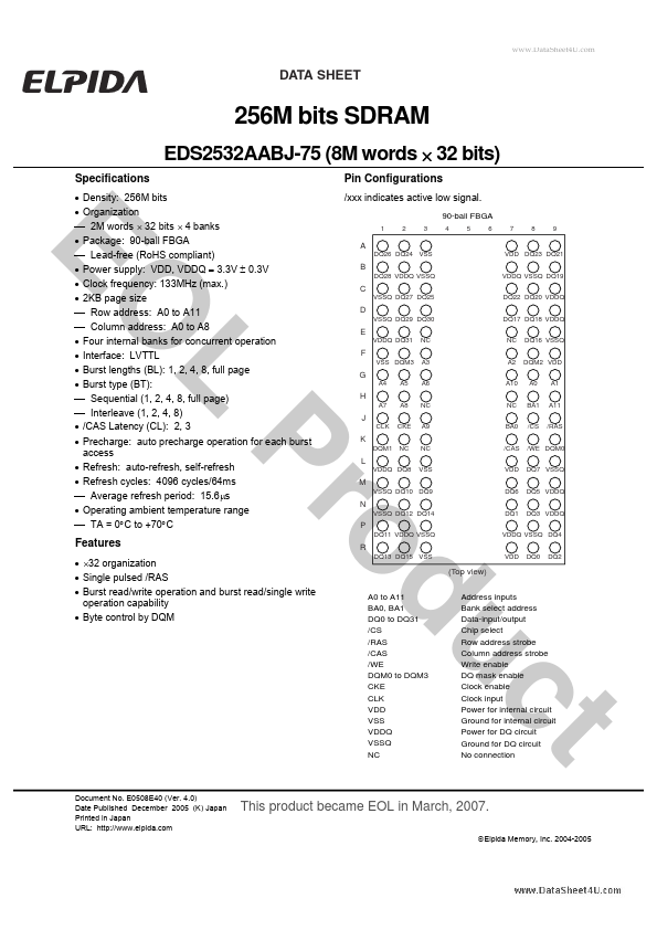 <?=EDS2532AABJ-75?> डेटा पत्रक पीडीएफ