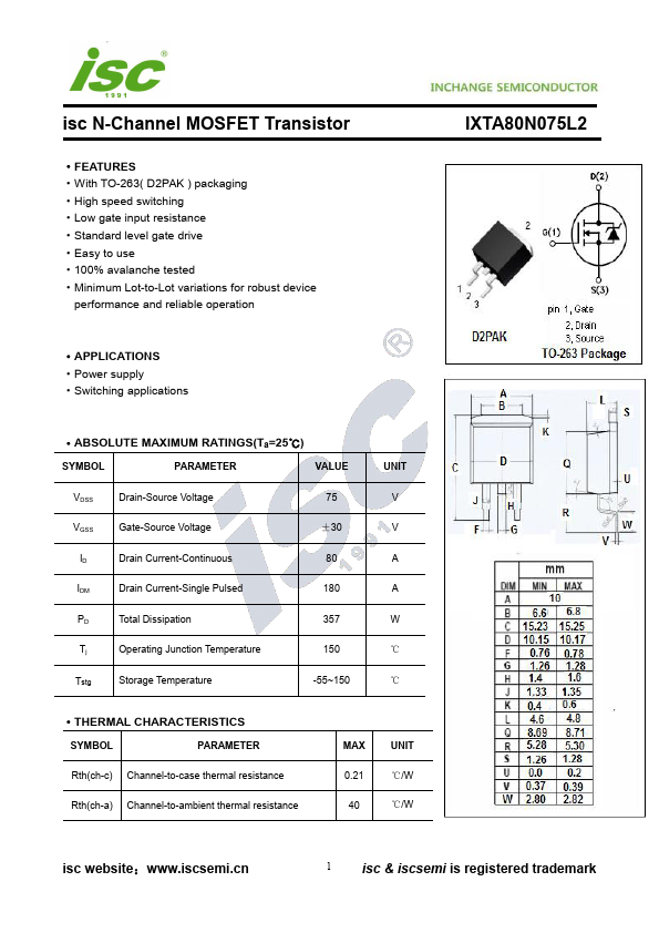 IXTA80N075L2